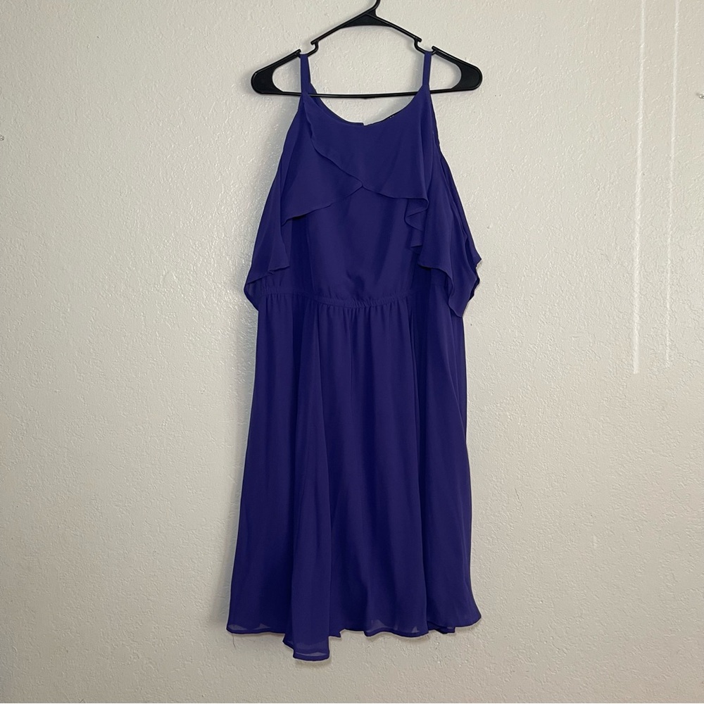 Torrid Purple Dress Women 2X Cold Shoulder Short Sleeve Elastic Waist